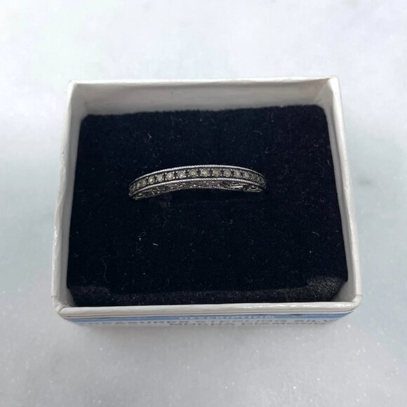 MDJ Clear Light Yellow Diamond 0.16 CTW Sterling Silver 925 Ring, Size 5 - Picture 10 of 10